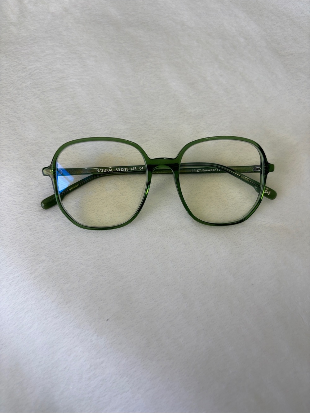 RFLKT Natural Glasses - Square Clear Green Eyeglasses, Frames Only, Woman’s, Eco